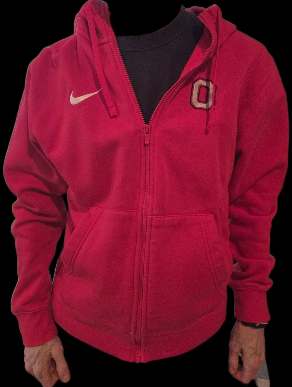 Nike Ohio State Red Zip Embroidered Block O Hoodie, Excellent, S